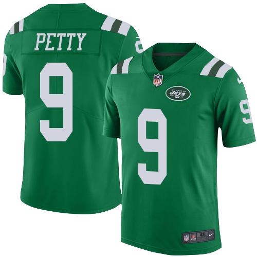 Nike Jets #9 Bryce Petty Green Mens Stitched NFL Elite Rush Jersey