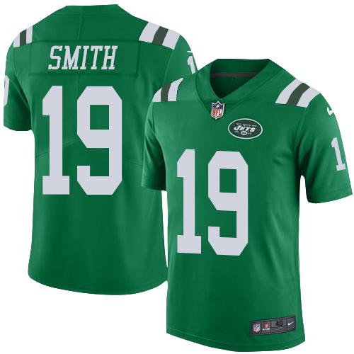 Nike Jets #19 Devin Smith Green Mens Stitched NFL Elite Rush Jersey