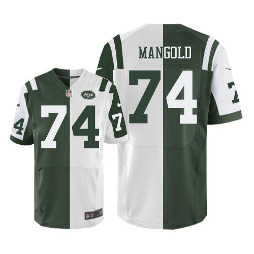 Nike Jets #74 Nick Mangold Green/White Mens Stitched NFL Elite Split Jersey