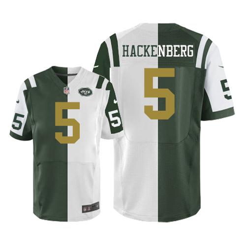 Nike Jets #5 Christian Hackenberg Green/White Mens Stitched NFL Elite Split Jersey
