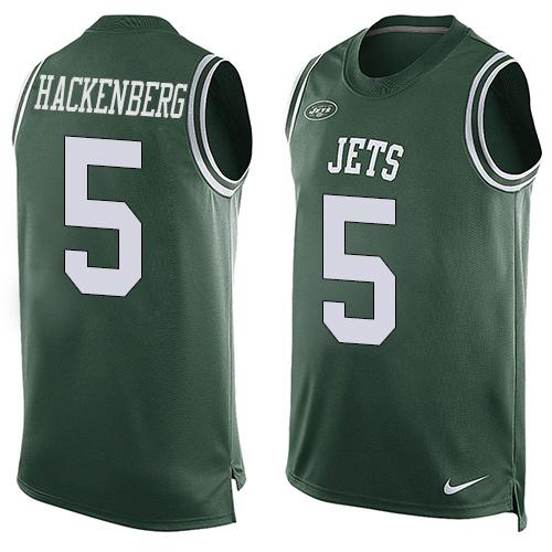 Nike Jets #5 Christian Hackenberg Green Team Color Mens Stitched NFL Limited Tank Top Jersey