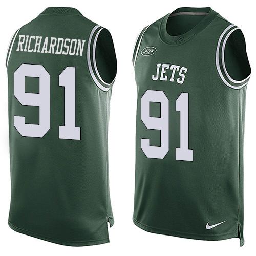 Nike Jets #91 Sheldon Richardson Green Team Color Mens Stitched NFL Limited Tank Top Jersey