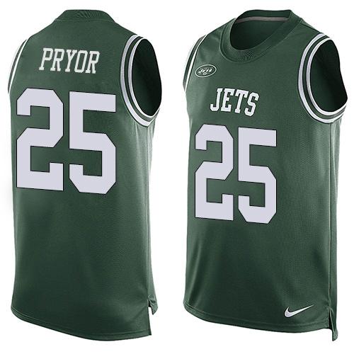 Nike Jets #25 Calvin Pryor Green Team Color Mens Stitched NFL Limited Tank Top Jersey