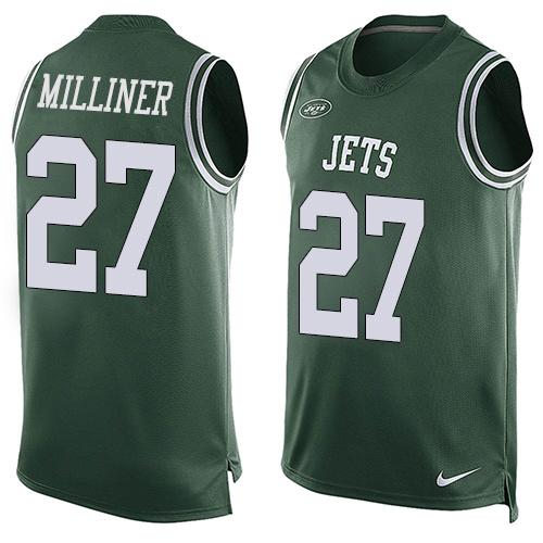 Nike Jets #27 Dee Milliner Green Team Color Mens Stitched NFL Limited Tank Top Jersey