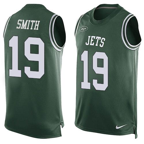Nike Jets #19 Devin Smith Green Team Color Mens Stitched NFL Limited Tank Top Jersey