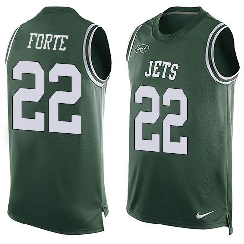 Nike Jets #22 Matt Forte Green Team Color Mens Stitched NFL Limited Tank Top Jersey