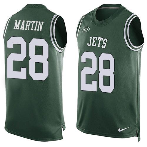 Nike Jets #28 Curtis Martin Green Team Color Mens Stitched NFL Limited Tank Top Jersey