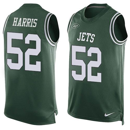 Nike Jets #52 David Harris Green Team Color Mens Stitched NFL Limited Tank Top Jersey