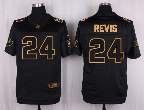 Nike Jets #24 Darrelle Revis Black Mens Stitched NFL Elite Pro Line Gold Collection Jersey