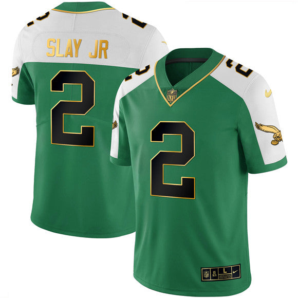 Mens Philadelphia Eagles #2 Darius Slay Jr Kelly Green Alternate Gold Stitched Football Jersey