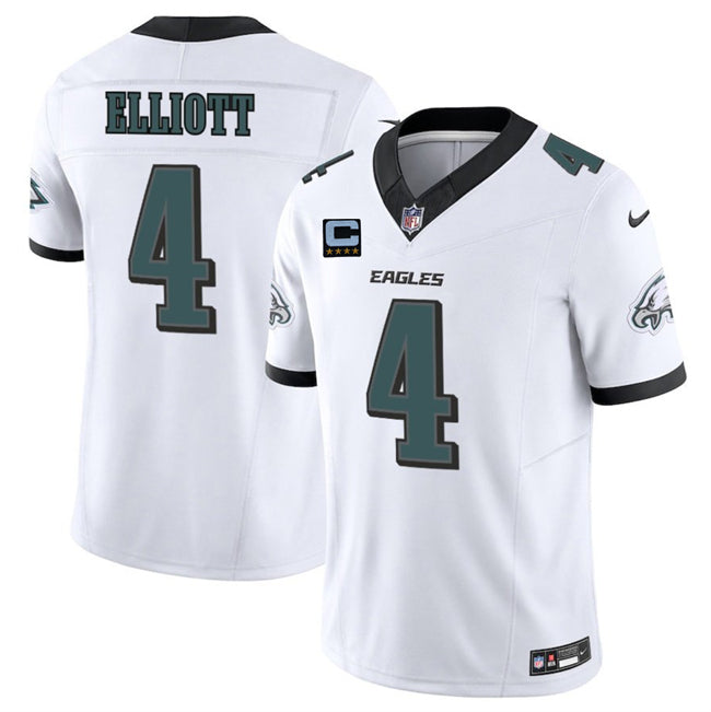 Mens Philadelphia Eagles #4 Jake Elliott White 2025 FUSE With 4-Star C Patch Vapor Untouchable Limited Stitched Football Jersey