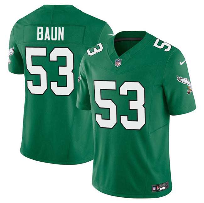 Mens Philadelphia Eagles #53 Zack Baun Kelly Green 2025 FUSE Vapor Untouchable Limited Throwback Stitched Football Jersey
