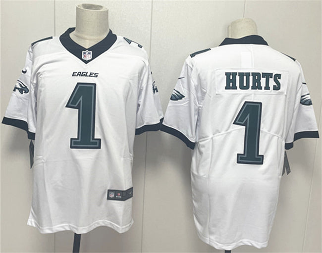 Mens Philadelphia Eagles #1 Jalen Hurts White 2024 New Vapor Untouchable Limited Stitched Football Jersey