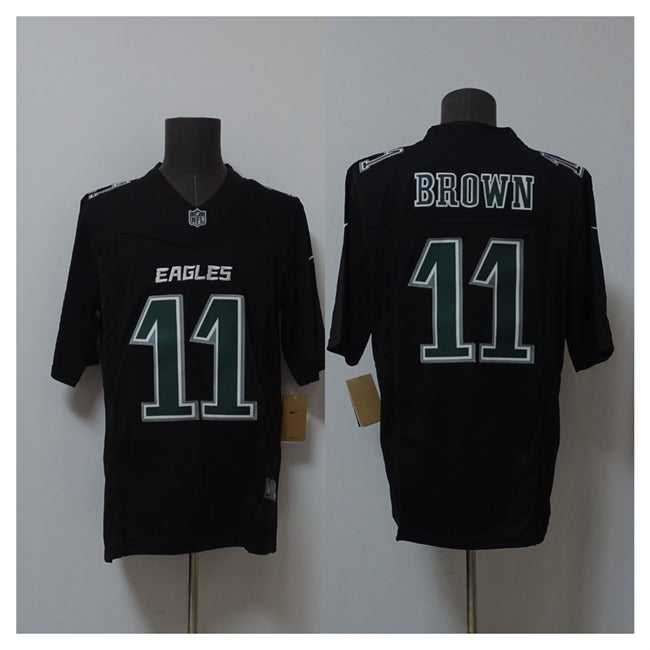 Mens Philadelphia Eagles #11 AJ Brown Black 2024 FUSE Vapor Untouchable Limited Throwback Stitched Football Jersey