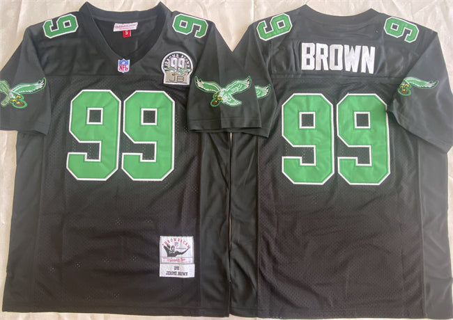 Mens Philadelphia Eagles #99 Jerome Brown Black Throwback Stitched Football Jersey