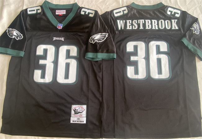 Mens Philadelphia Eagles #36 Brian Westbrook Black Throwback Stitched Football Jersey