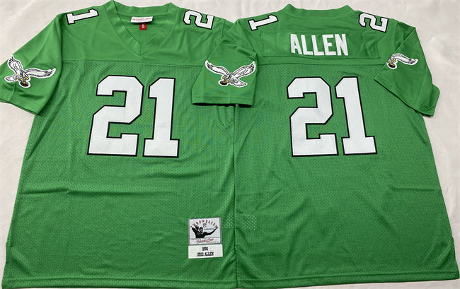 Mens Philadelphia Eagles #21 Eric Allen Kelly Green Throwback Stitched Football Jersey