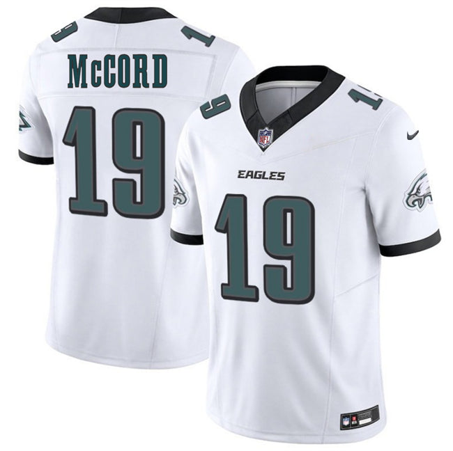 Mens Philadelphia Eagles #19 Kyle McCord White 2025 Draft New FUSE Vapor Untouchable Limited Stitched Football Jersey