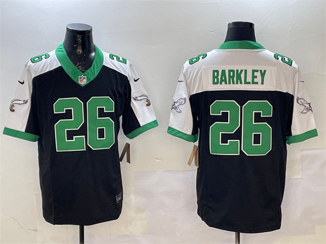 Mens Philadelphia Eagles #26 Saquon Barkley Black/White FUSE Vapor Untouchable Limited Stitched Football Jersey
