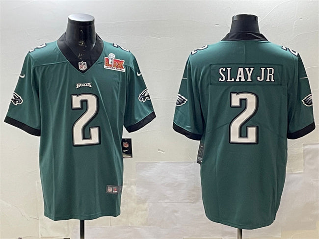 Mens Philadelphia Eagles #2 Darius Slay Jr Green 2025 Super Bowl LIX Patch Vapor Untouchable Limited Stitched Football Jersey