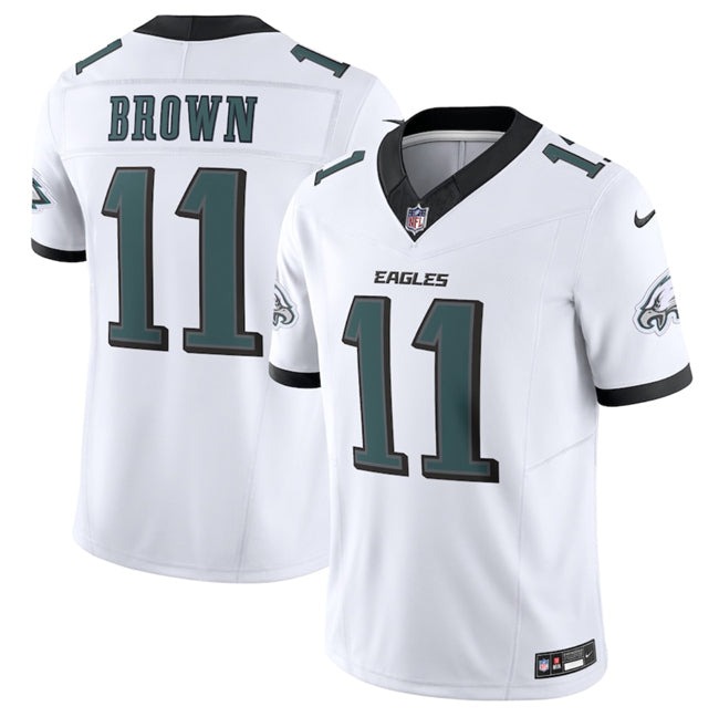 Mens Philadelphia Eagles #11 AJ Brown White 2024 New FUSE Vapor Untouchable Limited Stitched Football Jersey