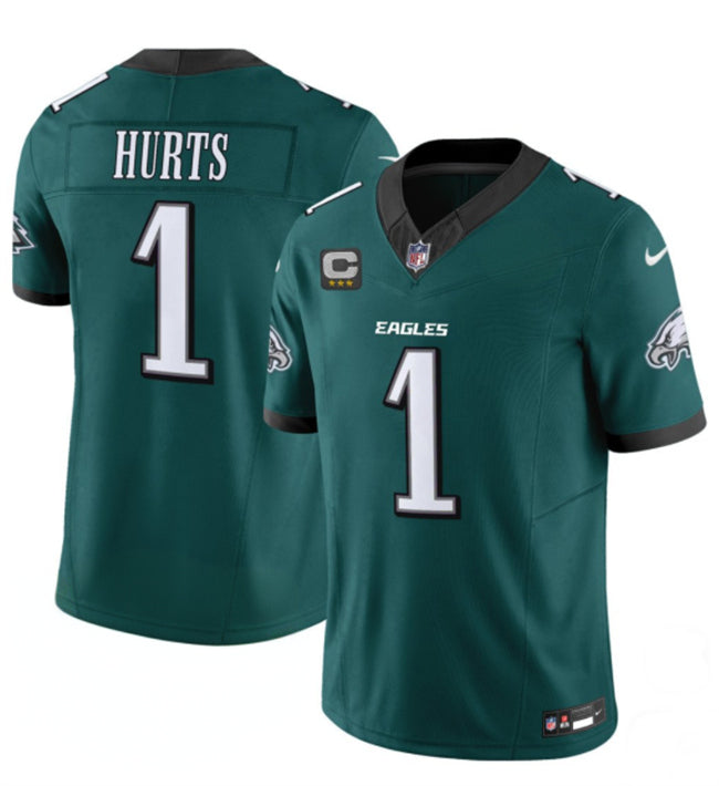 Mens Philadelphia Eagles #1 Jalen Hurts Green 2024 New FUSE Vapor Untouchable Limited Stitched Football Jersey