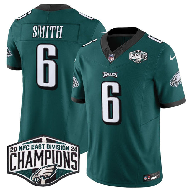 Mens Philadelphia Eagles #6 DeVonta Smith Green 2024 NFC East Champions FUSE Vapor Untouchable Limited Stitched Football Jersey