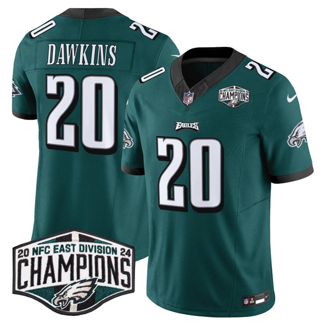 Mens Philadelphia Eagles #20 Brian Dawkins Green 2024 NFC East Champions FUSE Vapor Untouchable Limited Stitched Football Jersey