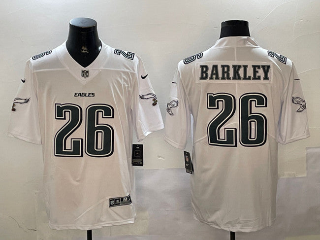 Mens Philadelphia Eagles #26 Saquon Barkley White Fashion Vapor Untouchable Limited Stitched Football Jersey