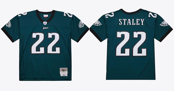 Mens Philadelphia Eagles #22 Duce Staley 2002 Green Stitched Jersey