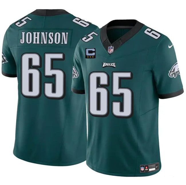 Mens Philadelphia Eagles #65 Lane Johnson Green 2024 FUSE With 3-Star C Patch Vapor Untouchable Limited Stitched Football Jersey
