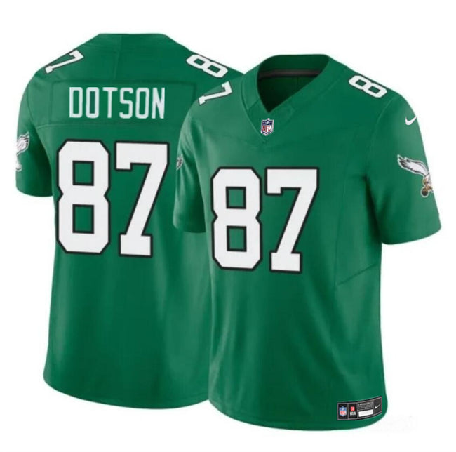 Mens Philadelphia Eagles #87 Jahan Dotson Kelly Green FUSE Throwback Vapor Untouchable Limited Stitched Football Jersey