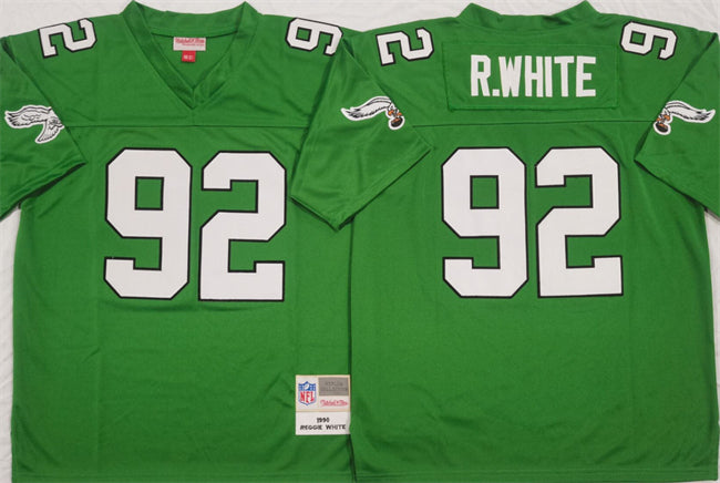 Mens Philadelphia Eagles #92 Reggie White Kelly Green Throwback Stitched Football Jersey