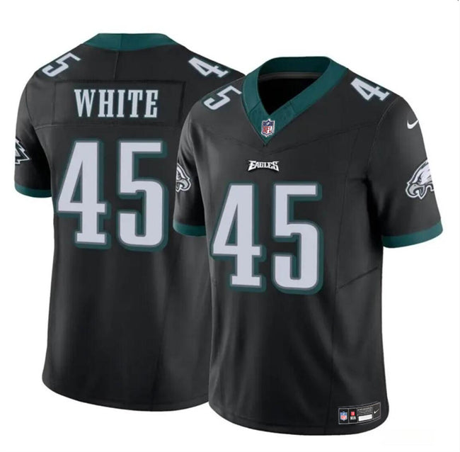 Mens Philadelphia Eagles #45 Devin White Black 2023 FUSE Vapor Untouchable Limited Stitched Football Jersey