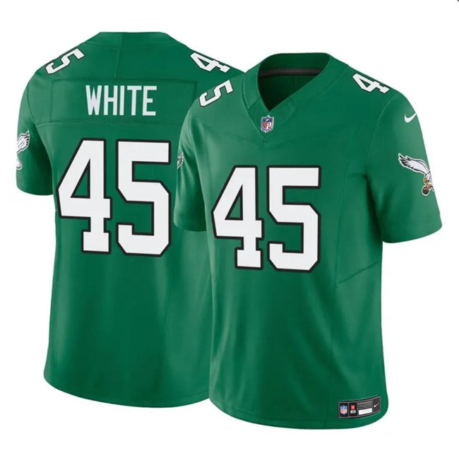 Mens Philadelphia Eagles #45 Devin White Green 2023 FUSE Throwback Vapor Untouchable Limited Stitched Football Jersey