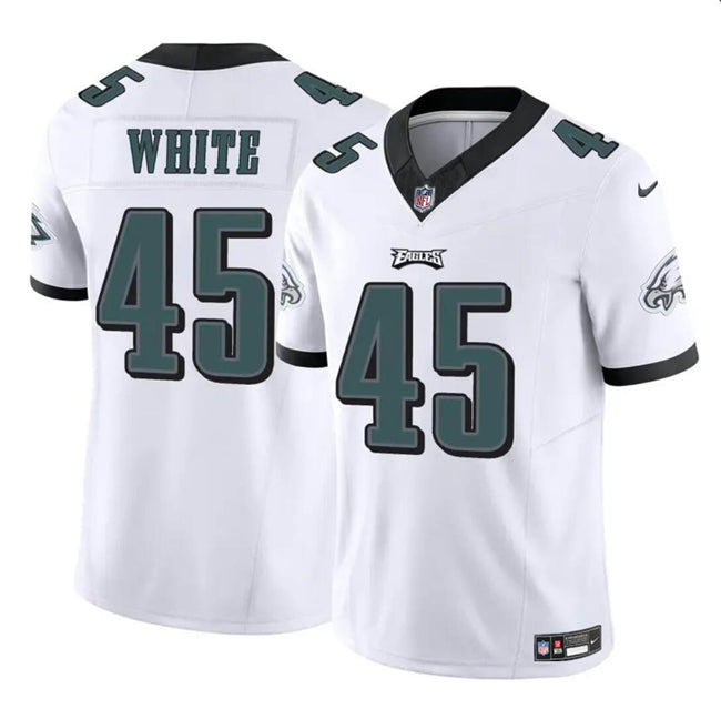 Mens Philadelphia Eagles #45 Devin White White 2023 FUSE Vapor Untouchable Limited Stitched Football Jersey