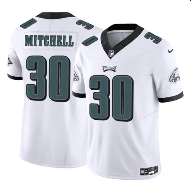 Mens Philadelphia Eagles #30 Quinyon Mitchell White 2024 Draft FUSE Vapor Untouchable Limited Stitched Football Jersey
