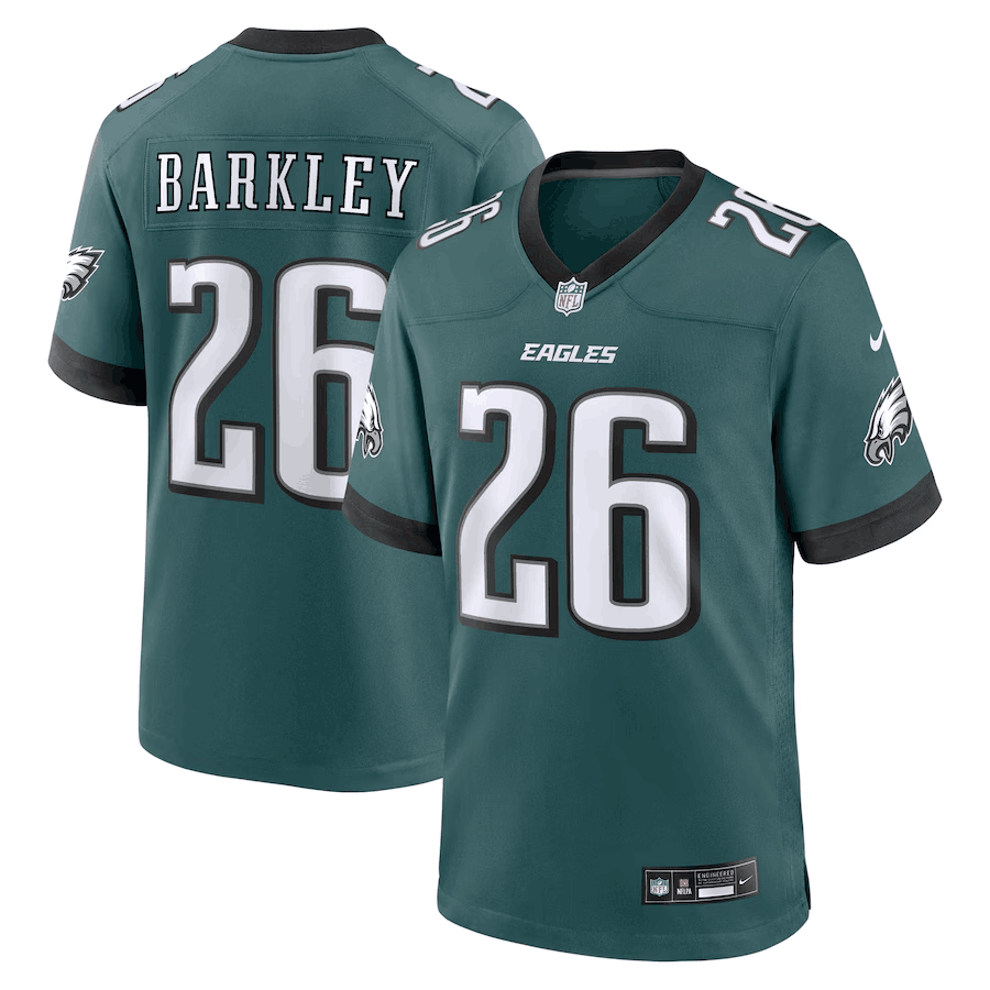 Mens Philadelphia Eagles #26 Saquon Barkley Green 2024 New Stitched Game Jersey