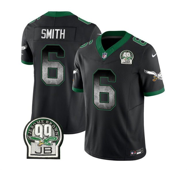 Mens Philadelphia Eagles #6 DeVonta Smith Black 2023 FUSE Throwback Vapor Untouchable Limited Stitched Football Jersey
