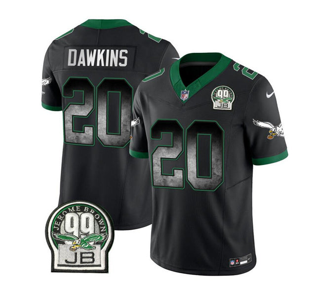 Mens Philadelphia Eagles #20 Brian Dawkins Black 2023 FUSE Throwback Vapor Untouchable Limited Stitched Football Jersey