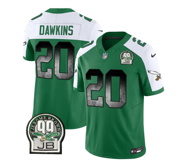 Mens Philadelphia Eagles #20 Brian Dawkins Green/White 2023 FUSE Throwback Vapor Untouchable Limited Stitched Football Jersey