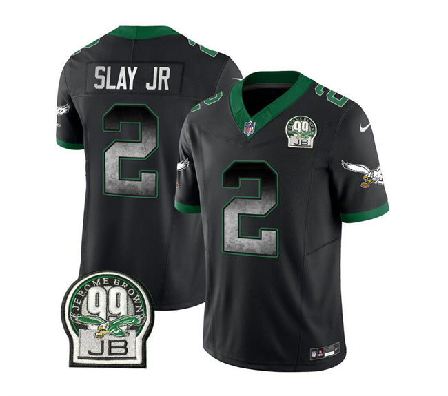 Mens Philadelphia Eagles #2 Darius Slay JR Black 2023 FUSE Throwback Vapor Untouchable Limited Stitched Football Jersey