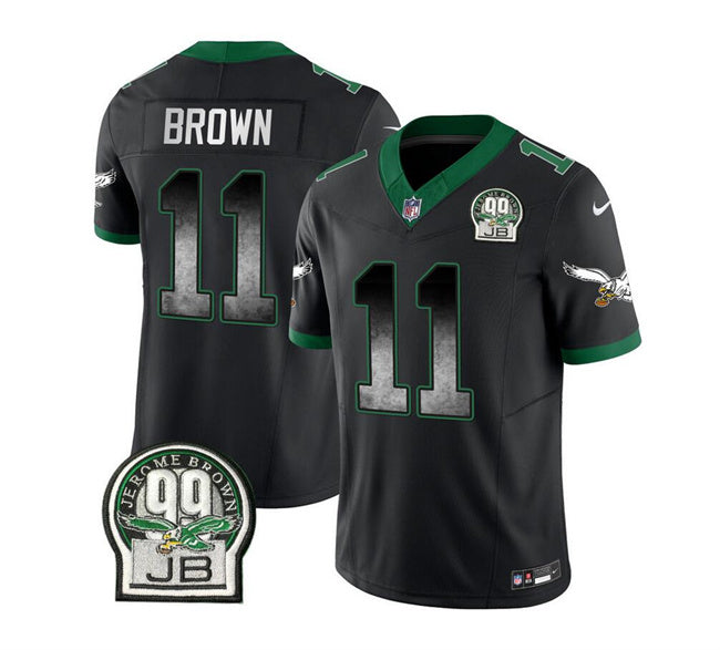 Mens Philadelphia Eagles #11 A J Brown Black 2023 FUSE Throwback Vapor Untouchable Limited Stitched Football Jersey