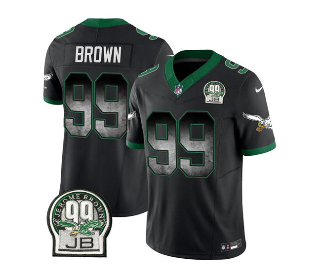 Mens Philadelphia Eagles #99 Jerome Brown Black 2023 FUSE Throwback Vapor Untouchable Limited Stitched Football Jersey