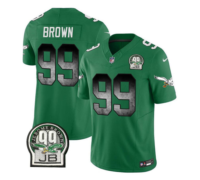 Mens Philadelphia Eagles #99 Jerome Brown Green 2023 FUSE Throwback Vapor Untouchable Limited Stitched Football Jersey