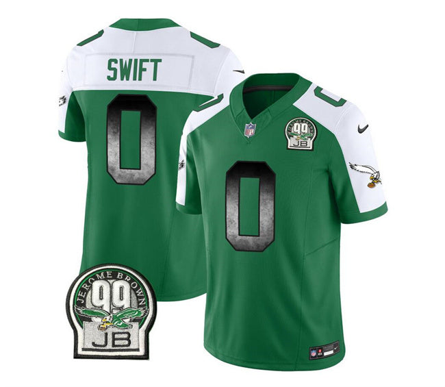 Mens Philadelphia Eagles #0 DAndre Swift Green/White 2023 FUSE Throwback Vapor Untouchable Limited Stitched Football Jersey