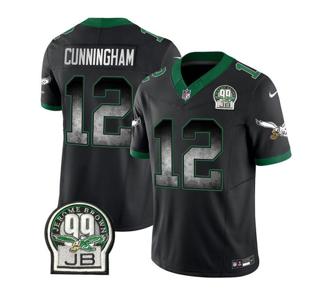Mens Philadelphia Eagles #12 Randall Cunningham Black 2023 FUSE Throwback Vapor Untouchable Limited Stitched Football Jersey