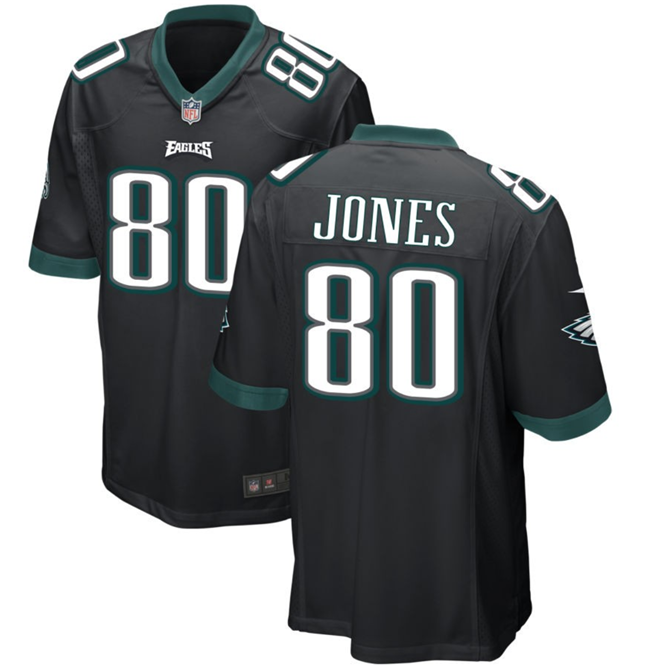 Mens Philadelphia Eagles #80 Julio Jones Black 2023 Stitched Game Jersey