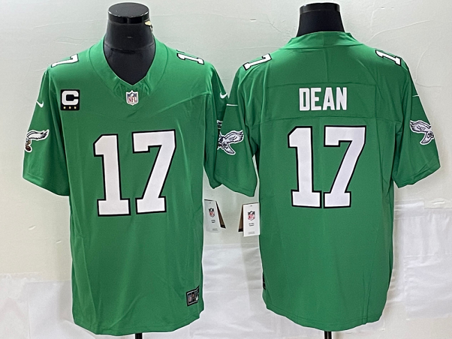 Mens Philadelphia Eagles #17 Nakobe Dean Green 2023 FUSE With 3-star C Patch Vapor Untouchable Stitched Football Jersey