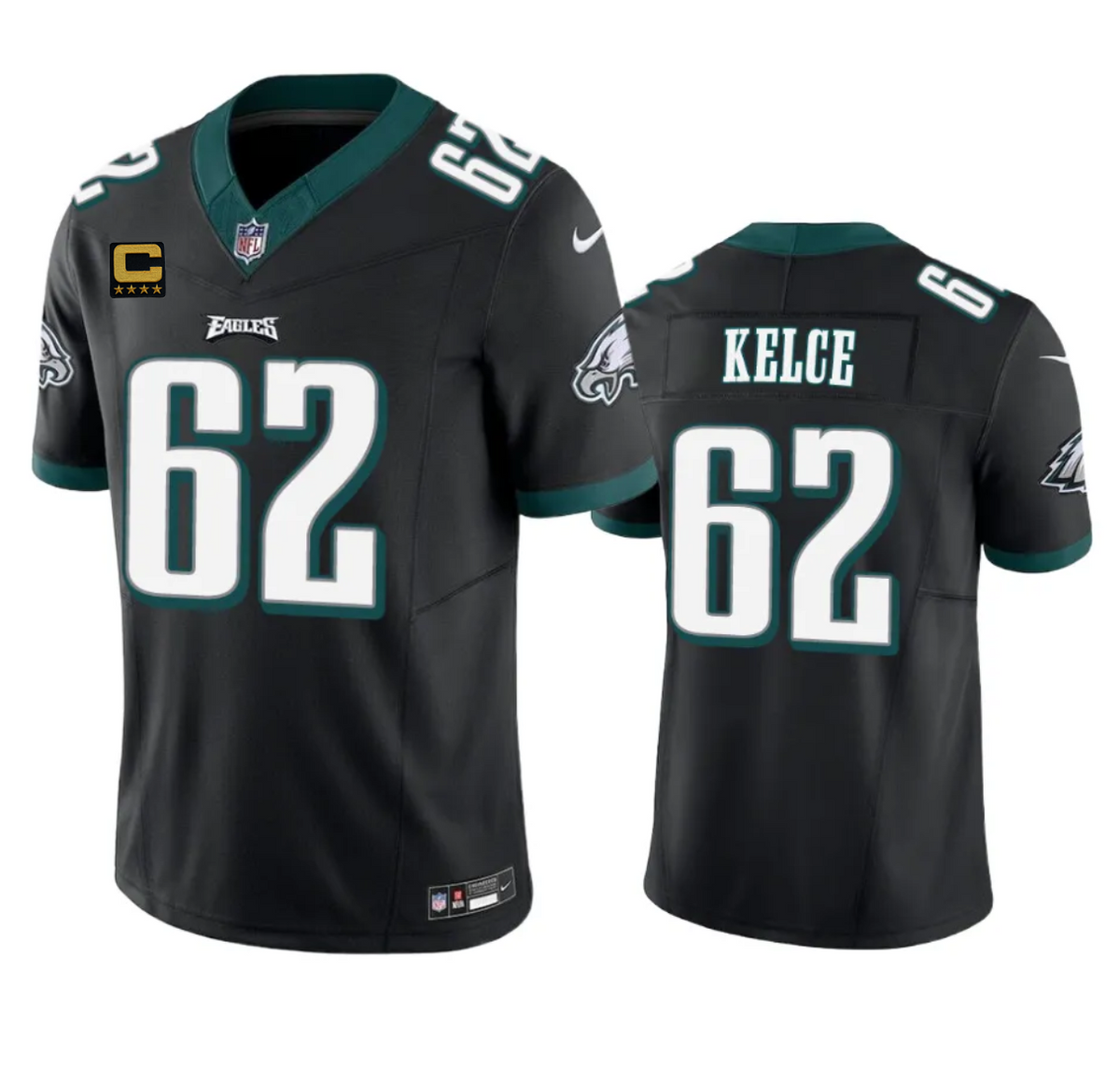 Mens Philadelphia Eagles #62 Jason Kelce Black 2023 FUSE Vapor Untouchable Limited Stitched Football Jersey